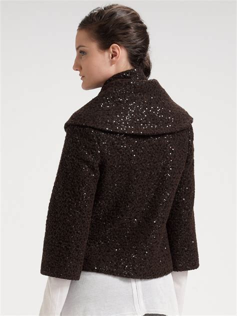 brown sequin coat prada|brown PRADA Women Coats .